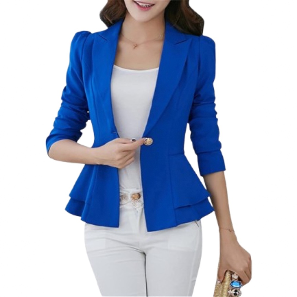 Women's Slim Notched Lapel One Button Blazer